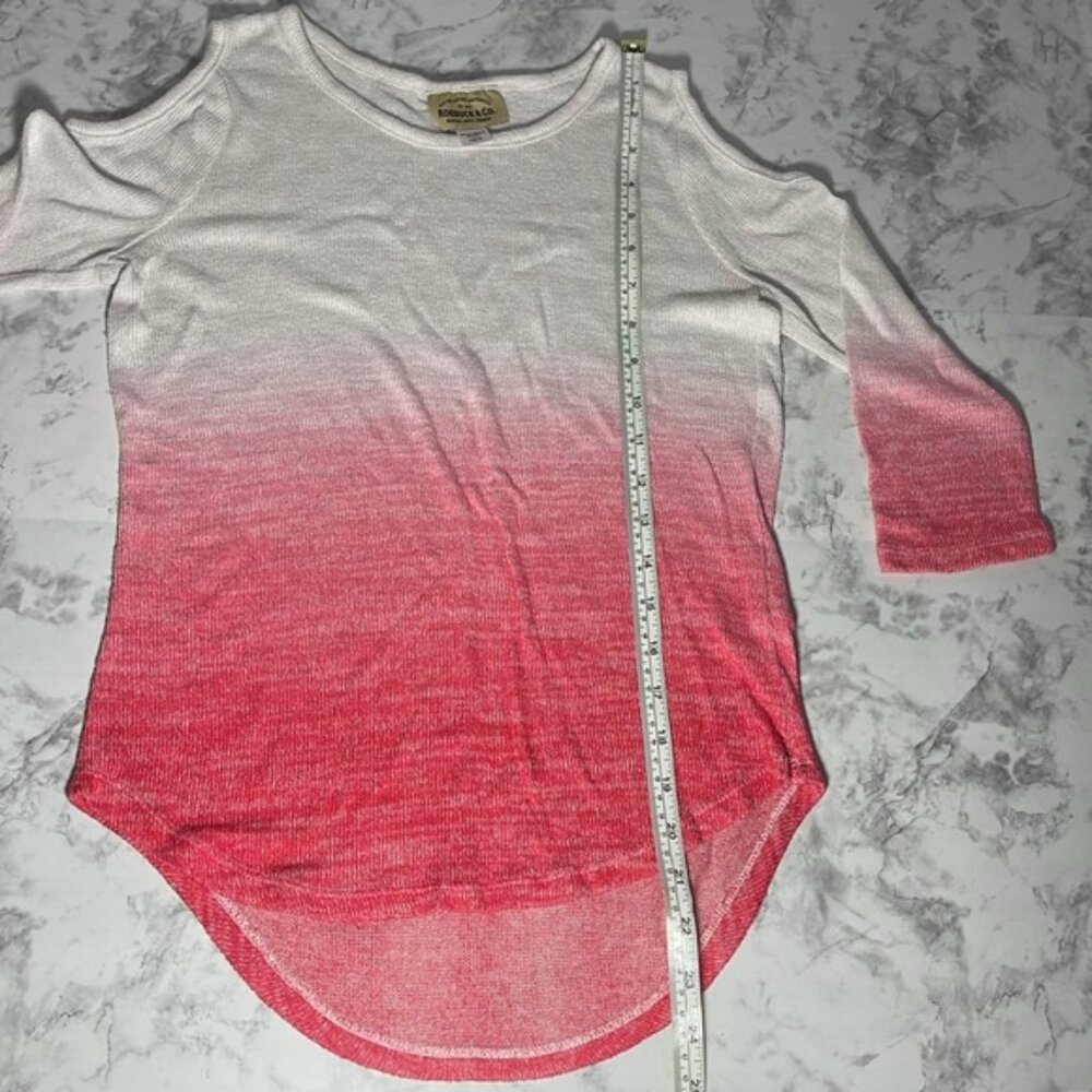 Roebuck & Co White and Pink Ombre Cold Shoulder Top Size Lg (14)